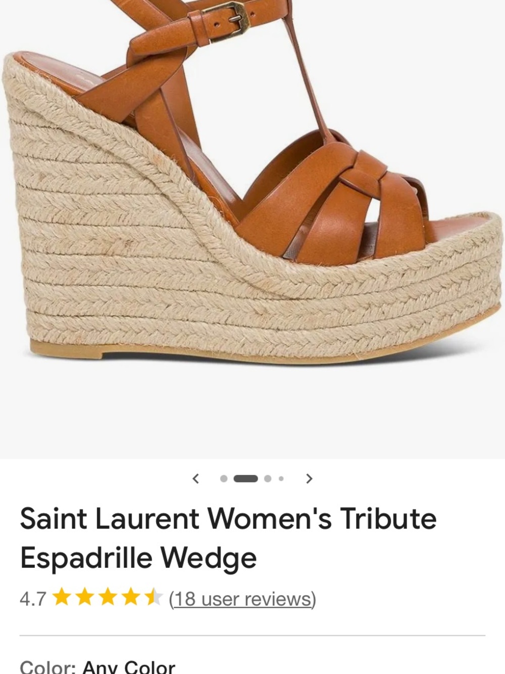Saint Laurent

Tribute Leather Espadrille Wedge Sandals Sz 8